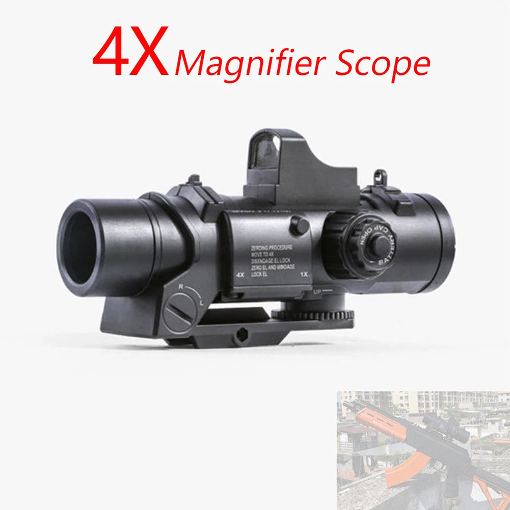 

4x Hunting Riflescopes Optics Scope With Red Dot Telescope Magnifier Magnification Range Sightseeing Toys 4X Flipping For Kids