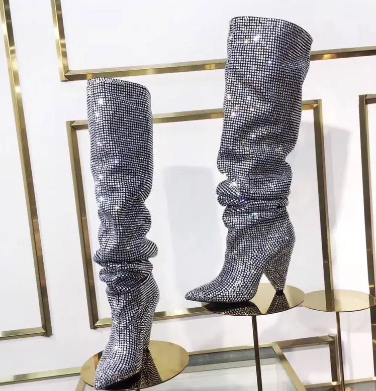 Ботинки на высоком каблуке женские зимние ботинки Botas Mujer обувь для подиума со