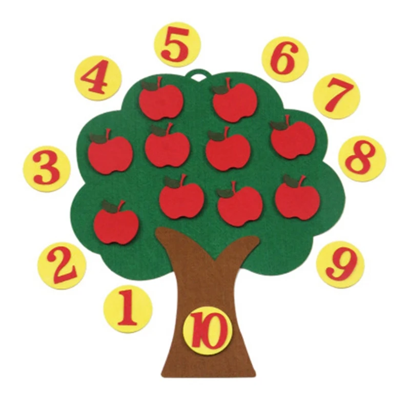 

Apple Tree Match Digital Teaching Toy Montessori Educational Toy Non-woven Puzzle Creative Toy Kindergarten Kids Math Toy