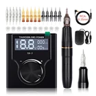 Профессиональный набор для тату, Перманентный макияж, тату-машинка, 2 головки, роторная тату-ручка, набор, ЖК-источник питания для тату-художника