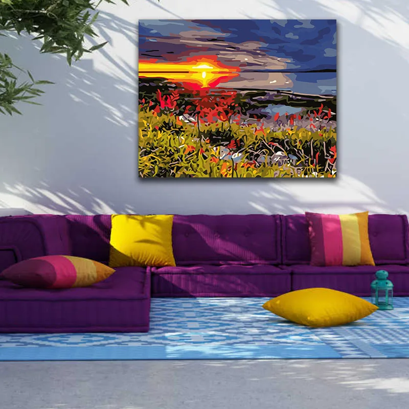 DIY картинки для раскраски по номерам с цветами натуральный закат цветок картина