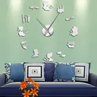 Зеркальные акриловые настенные часы сделай сам для нанесения лака и макияжа, гигантские настенные часы для салона красоты, декоративные бескаркасные настенные часы