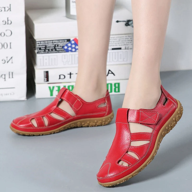 Летние винтажные женские сандалии повседневная обувь на плоской подошве ручной