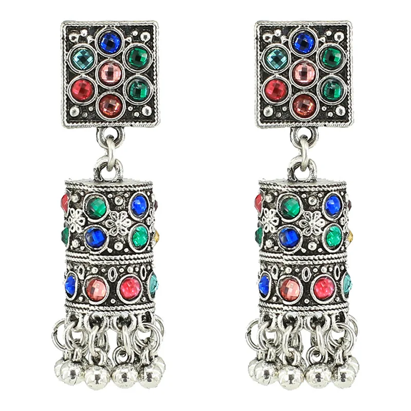 

western style new fashion retro diamond-encrusted earrings personality national wind bird cage tassel quick selling earrings