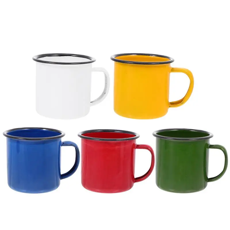 

5pcs Multi-functional Enamel Mugs Vintage Small Wine Cups (Assorted Color)