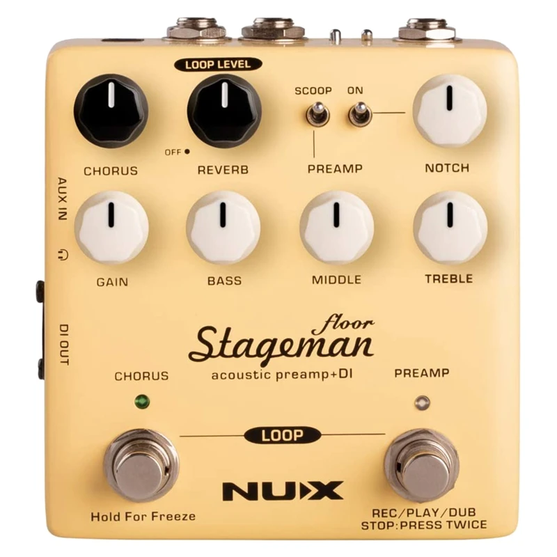 

NUX Stageman Floor Acoustic Preamp/DI Pedal with Chorus, Reverb,Freeze and 60 Seconds Loop for Acoustic Guitar,Violin,Banjo