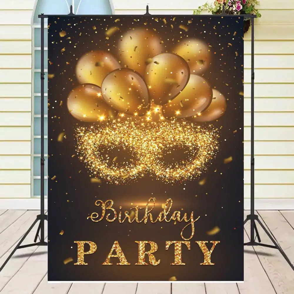 

Glitter Golden Eye Mask Party Backdrops For Photography Adult Birthday Smash Shiny Stars Cake Table Banner Decor Backgrounds