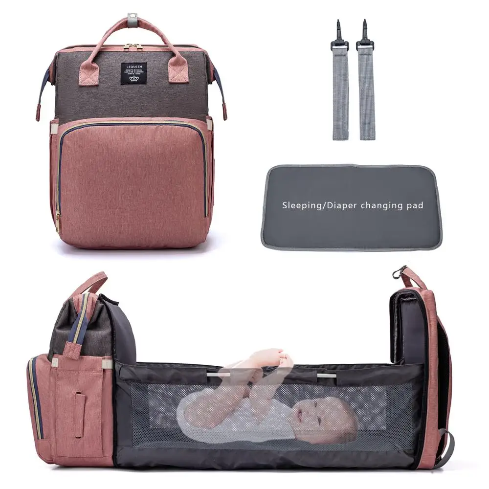 

Lequen Baby Diaper Bag Bed Backpack Multifunctional Foldable Baby Travel Storage Bag Stylish Waterproof Drop Ship