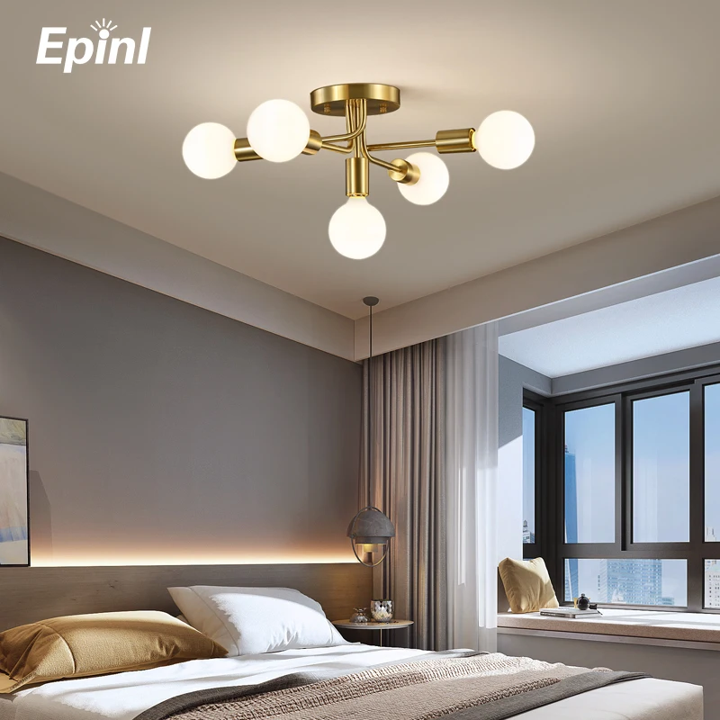 $53.90 Nordic Modern Restaurant Ceiling Lamp Copper Design Bedroom Living Room Creative Light Kitchen Ceiling Light Home Decor Fixture