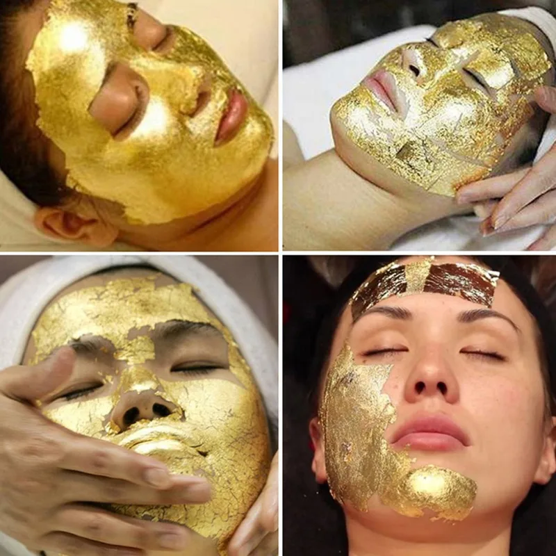 

100Pcs 24K Gold Leaf Edible Facial Mask Foil Sheets Cake Decoration Arts Crafts Paper Home Real Gold Foil Gilding