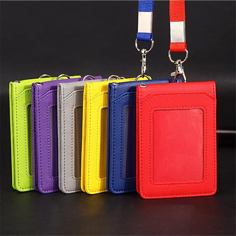 

Unisex Solid Color Card Holder Neck Strap with Lanyard Badge Holder Staff Identification Card Bus ID Holders Credit Card Holder