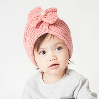girl hat winter knit beanie bow with pearl acrylic warm autumn skiing outdoor accessory for baby toddlers