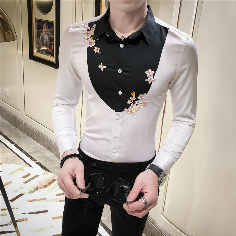 Клубные вечерние рубашки для свадьбы Мужская сорочка Homme Camisa Masculina мужская