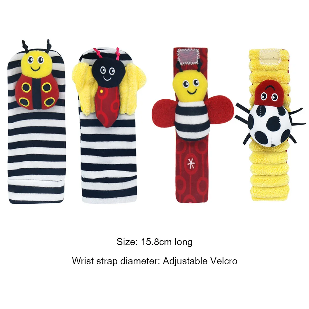 

Wrist Rattle and Foot Socks Wrist Strap Animal Socks Infant Baby Kids Socks Rattle Toys 0-24 Months Kids Toys