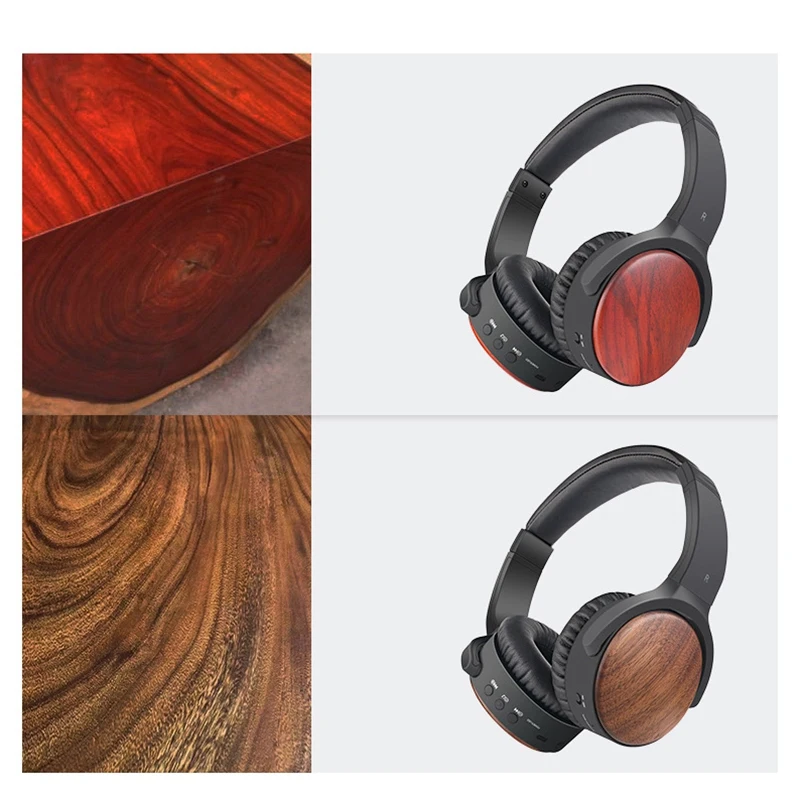 

Wood Color Wood Headset Heavy Bass Stereo Active Noise Canceling Bluetooth Headset