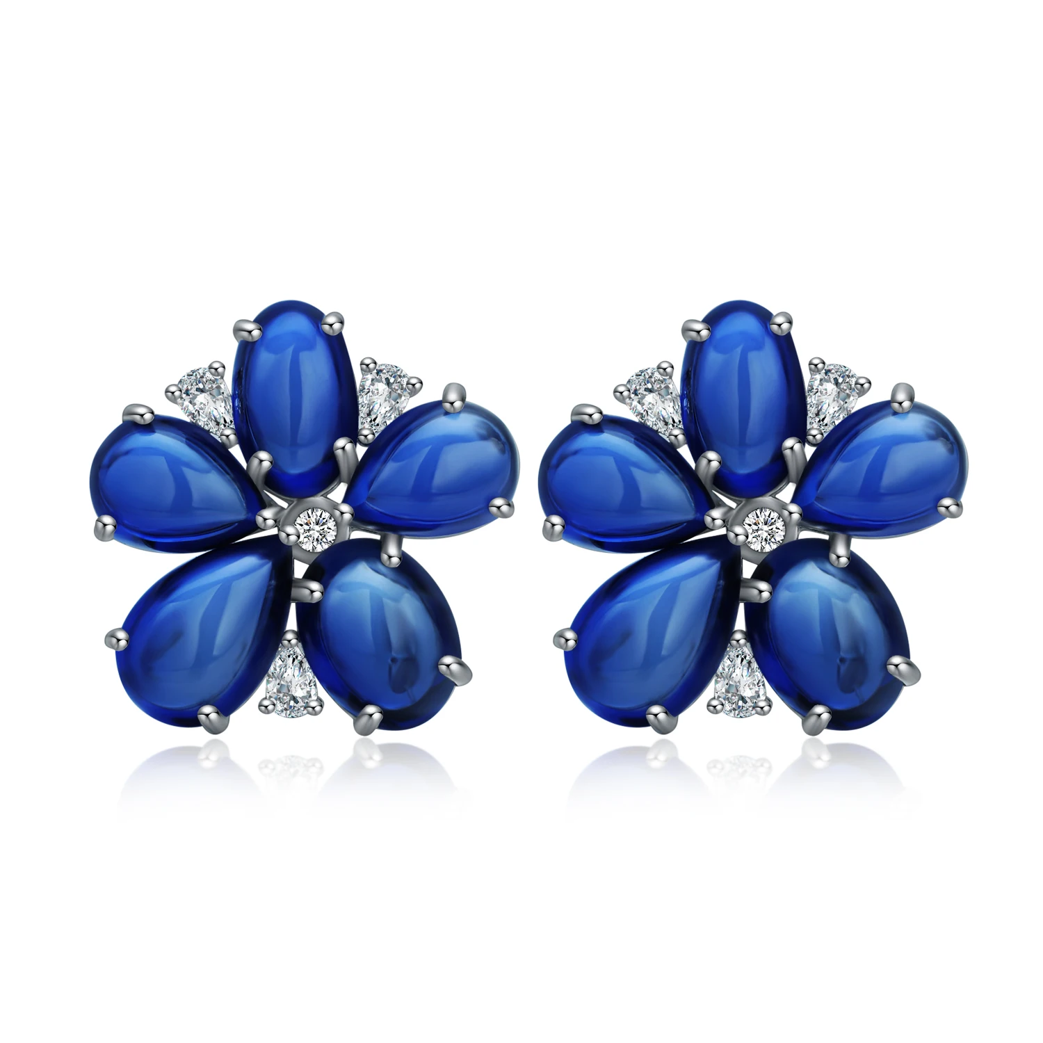 

Zhanhao 14.23ct S925 Sterling Silver Blue Corundum Plain Stud Earrings Stones Jewelry For Women Wholesale Price
