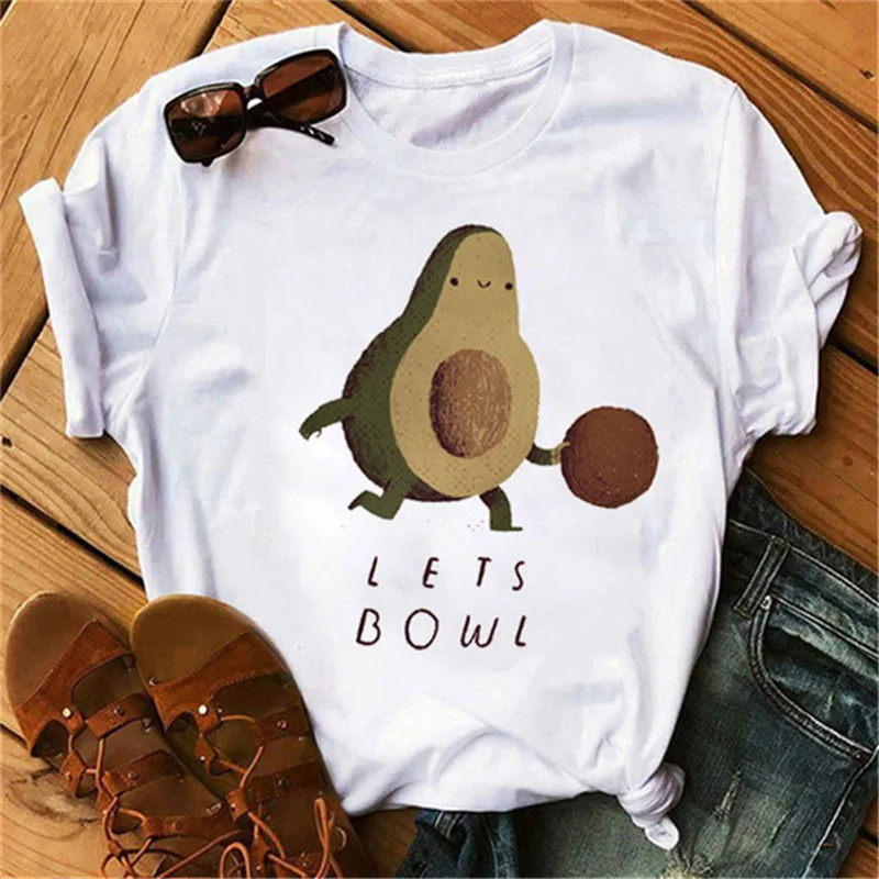 

Summer Harajuku Women T Shirt Cartoon Avocado Graphic Printed White Ladies T-shirt Casual Woman Shirt Funny Tee Shirt