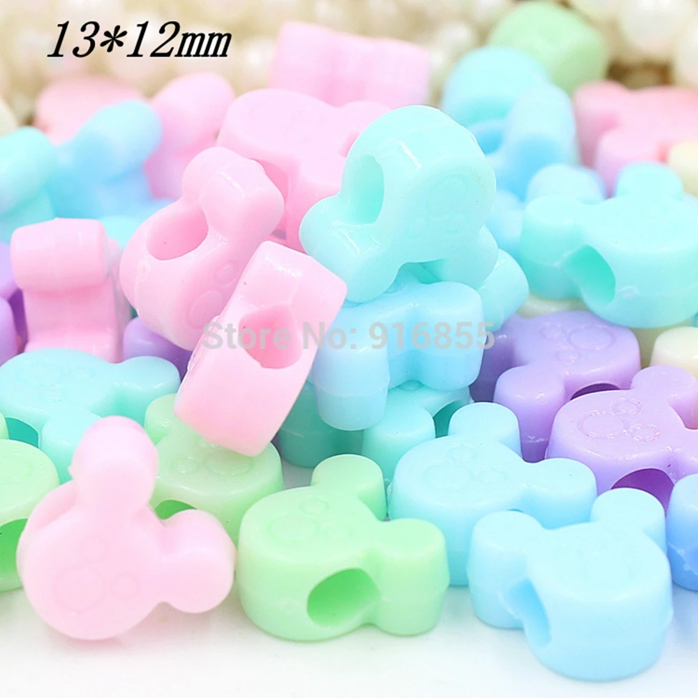 50 шт./лот 13*12 мм микс Микки акриловые кубические бусины для резиновых ткацких лент