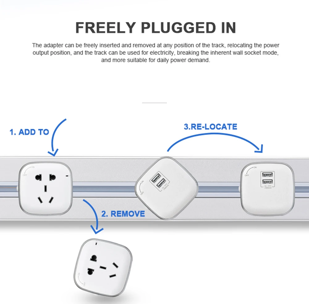 Направляющая розетка 60 см стенная из алюминиевого сплава 3 цвета 8000 Вт с