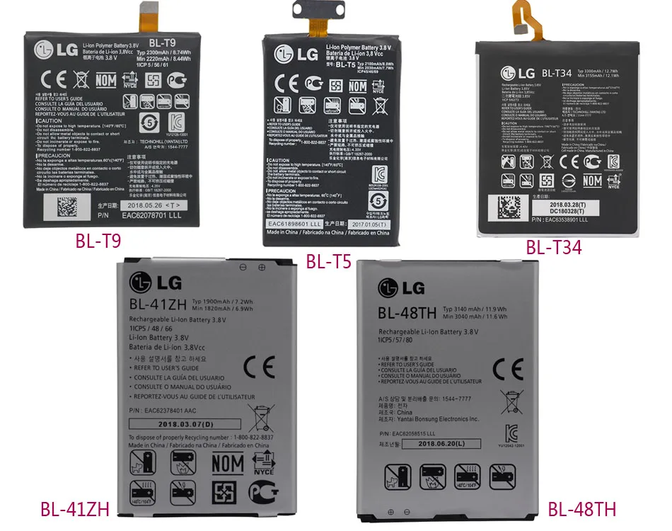 LG оригинальная замена телефон Батарея BL-T9 для LG Nexus 4 5 LG V30 для LG Optimus G Pro LG Leon L50 BL-T5 BL-T34 BL-48TH BL-41ZH