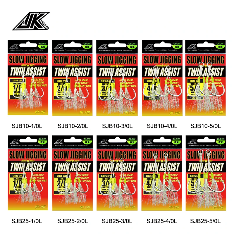 5Packs 1/0~5/0 Size Hooks Assist High Carbon Steel Light Slow Jigging Hook Tying UP hook for jigging30g~400g Sea fishing hooks