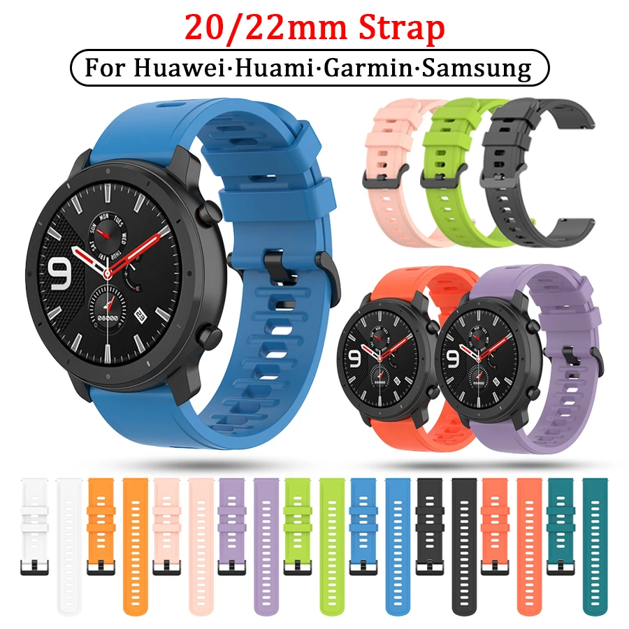 

22mm/20mm watch Strap for Amazfit GTR 42mm 47mm Soft silicone smart watch bracelet For Huawei Watch GT 2e/GT2 46mm 42mm/GT2 Pro