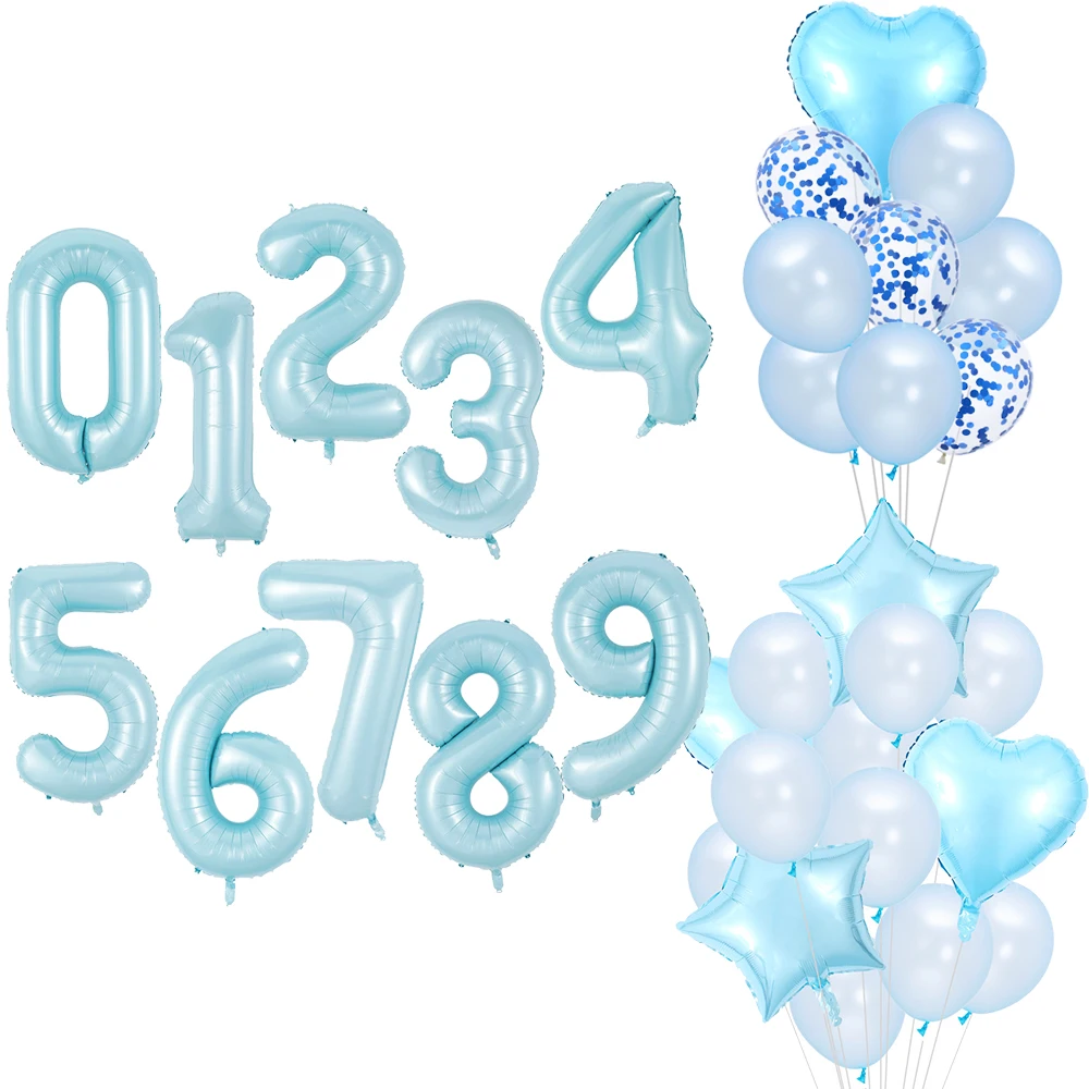 

40inch Blue Number Foil Balloons 0 1 2 3 4 5 6 7 8 9 Air Inflatable Ballon 18 Years Old Birthday Party Wedding Decor Supplies
