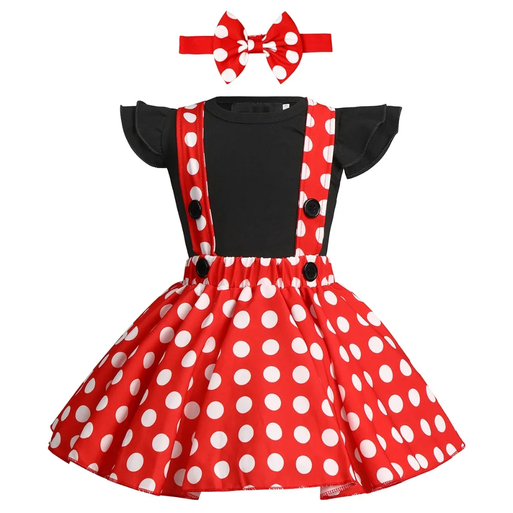 Girl Baby Birthday Clothes Cake Smash Outfit Polka Dot Outfit Cute Minnie Fancy Dress up Baby Girls Clothes Set Photography Prop