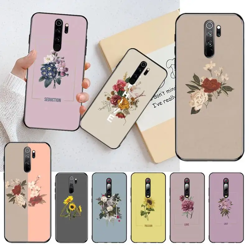 Чехол для телефона Love Passion Flower Ball черный мягкий чехол Redmi 8A Note 9 8T 7 6 6A 5 Go Pro