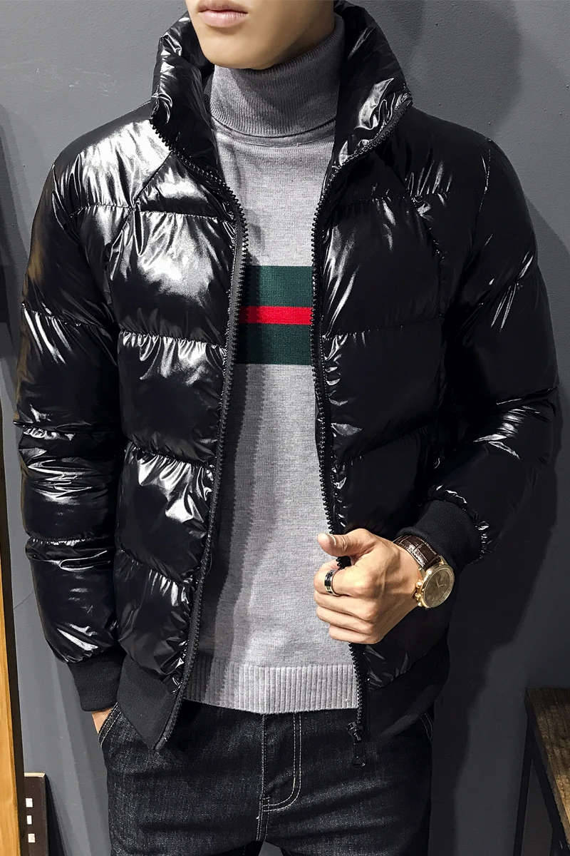 

Winter Pop Parkas Men Slim Large Size 5XL Glossy Slim Jacket Men Fashion Thick Warm Korean Style Parkas Coats