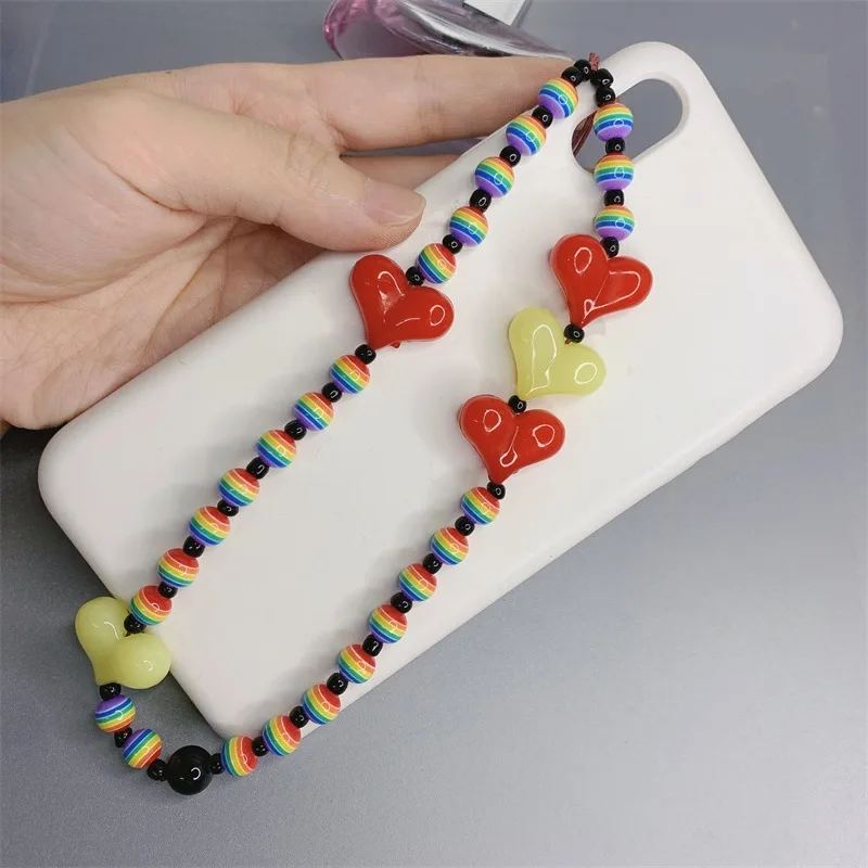 

2023 Hot Sale Phone Chain Anti-lost Mobile Lanyard for Cell Phone Case Charm Bead Strap DIY Resin Transparent Telephone Jewelry