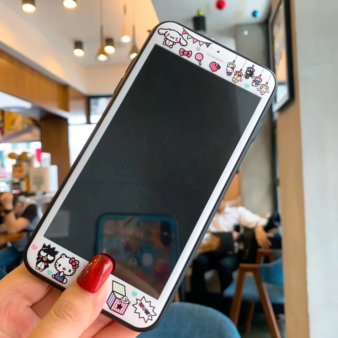 3D полное покрытие с мультяшным рисунком закаленное стекло мягкими краями для iPhone