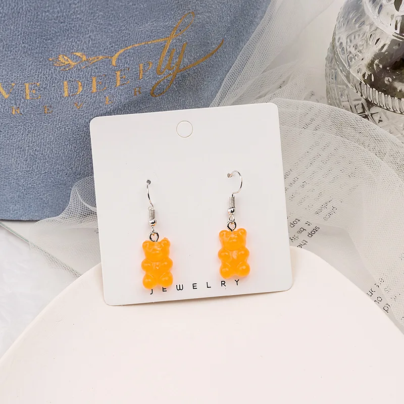 

Cute Gummy Purple Bear Earrings Statement Minimalist Dangle Earrings Jelly Multicolor Gummy Bear Hanging Women's Earrings