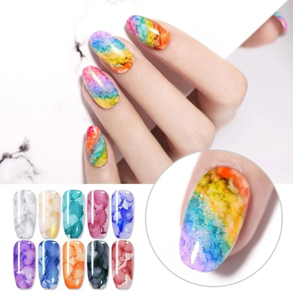 Вода цвет чернил Цветущий лак для ногтей дымчатый эффект цветной гель жидкий