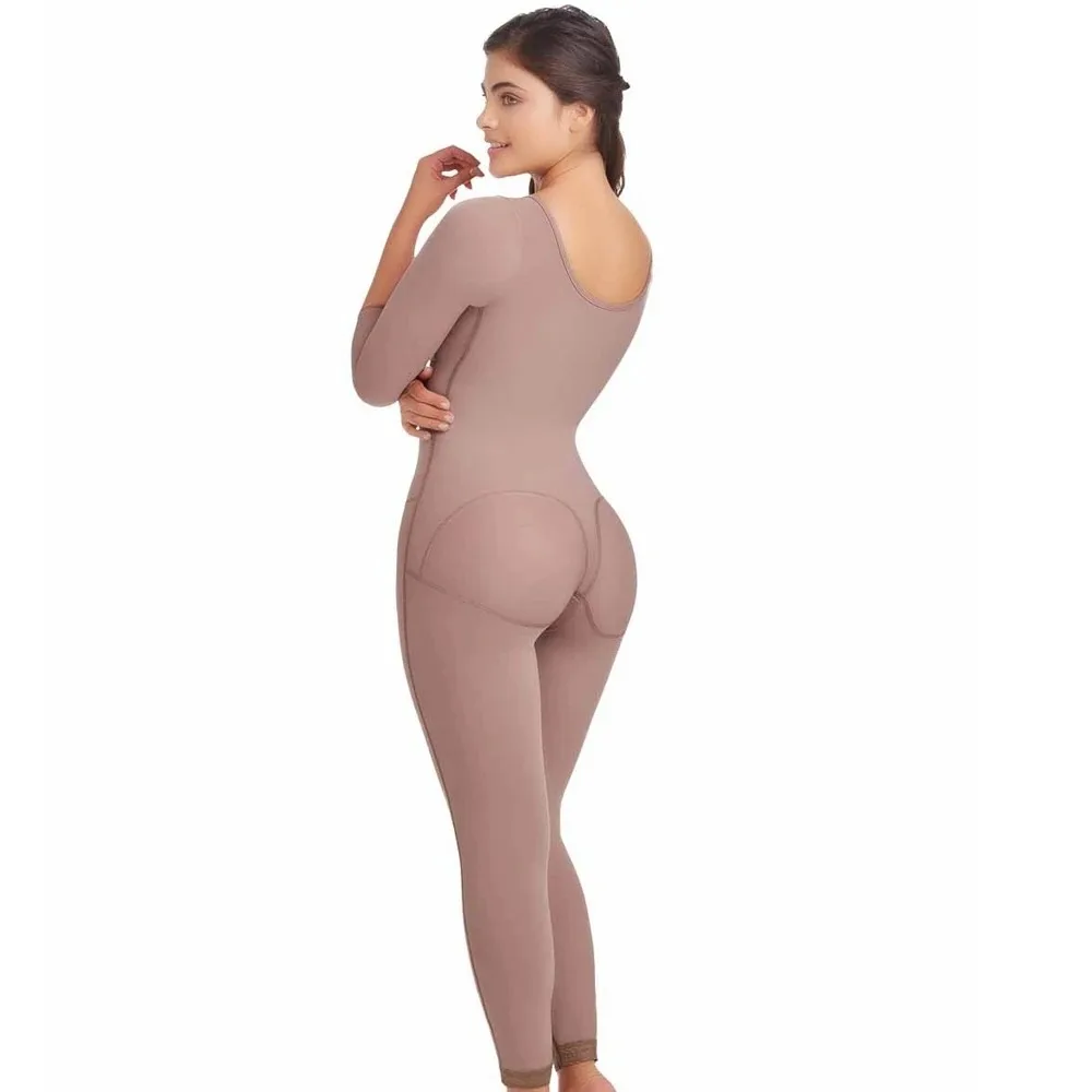 Woman Long Sleeves Full Body Shaperwear Weight Loss Postpartum Shaper Post Liposuction Bodysuit Side Zipper