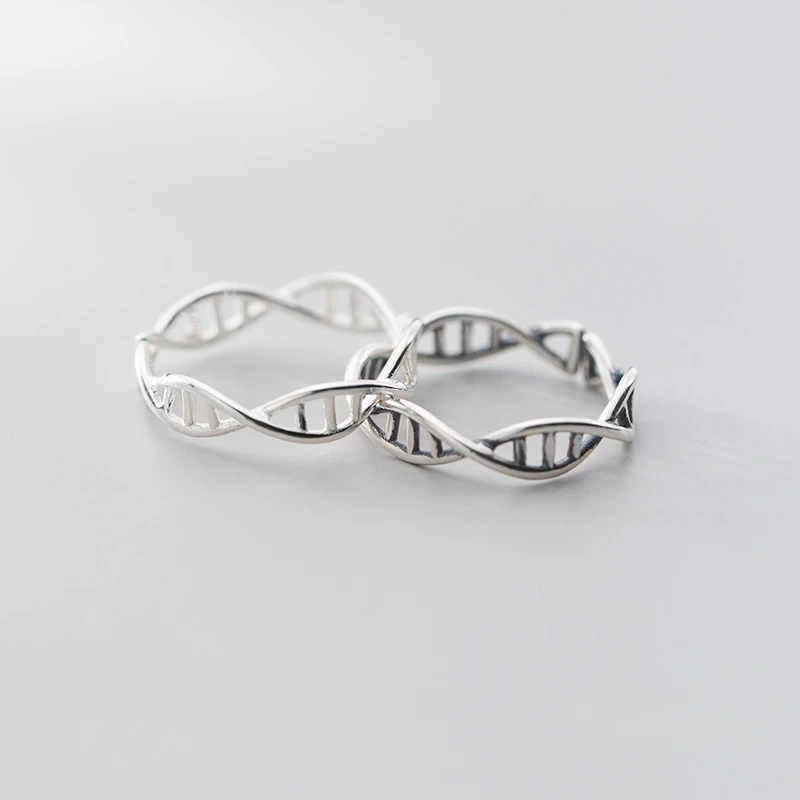 Серебро 925 пробы химическая молекула открытые Регулируемые кольца двойная