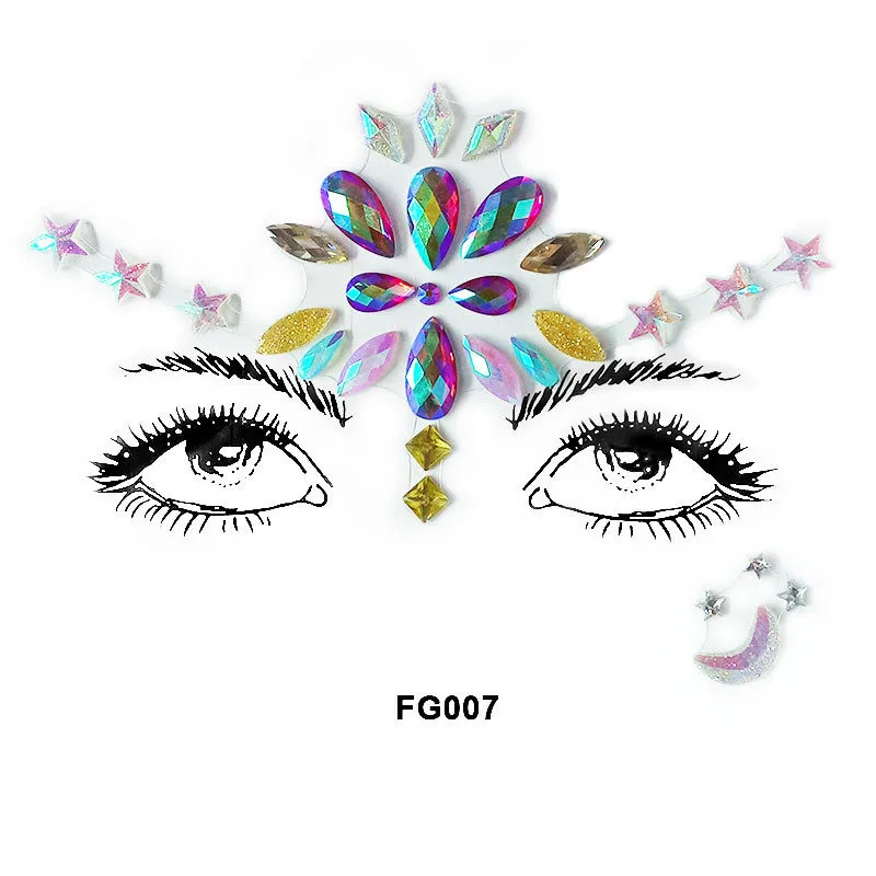 Красочные Кристальные наклейки для лица s женщин маскарадное Ювелирное