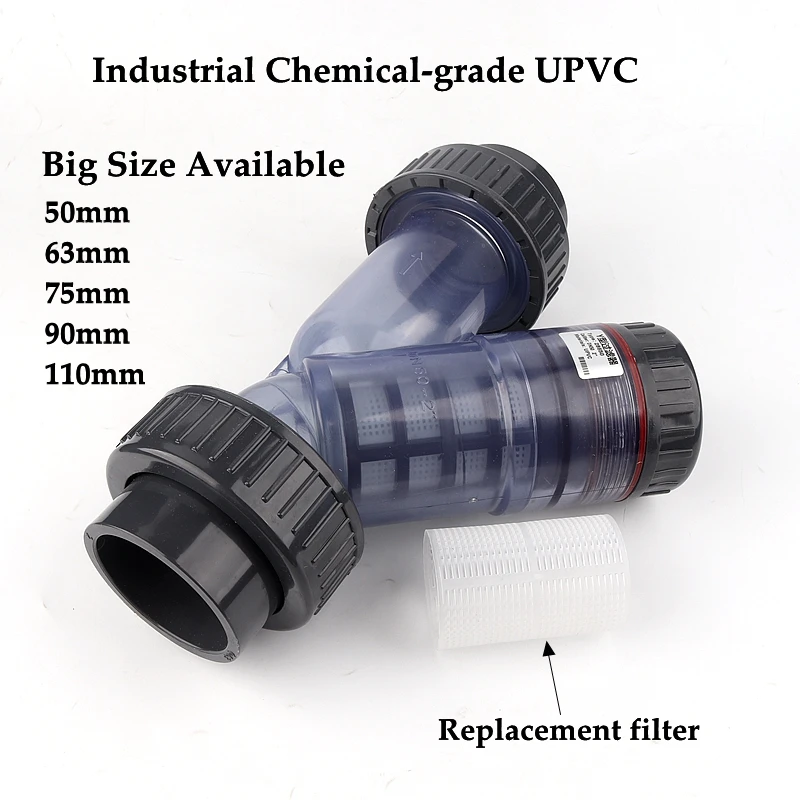 

75mm~110mm Industrial Top-Grade UPVC Y-Type Filter Aquarium Tank Adapter Garden Irrigation Water Pipe Filters Coulping Fittings