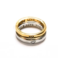 forever love letter heart couple promise wedding rings never fade stainless steel engagement ring women men