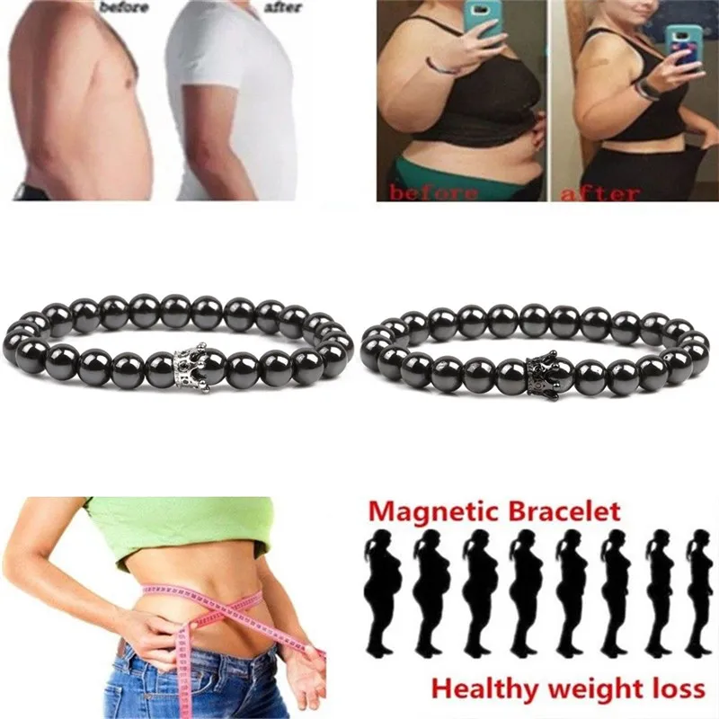 1 шт гематит камень бисера Strand браслет золотая и Черная Корона Подвеска Шарм