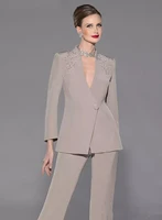 new arrival 2020 mother of the bride two piece mother of bride pant suit wedding mothers groom dress long sleeve guest dress