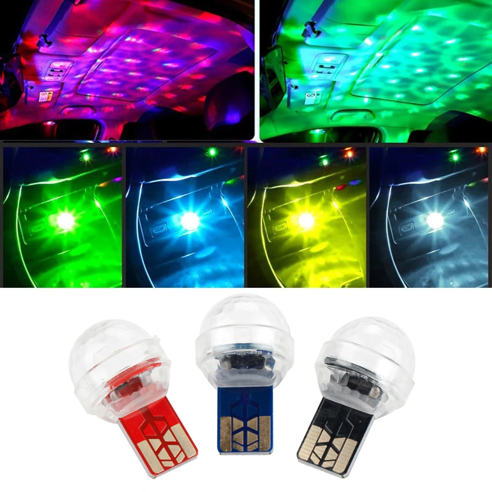

RGB Mini LED Car USB Atmosphere Interior Ambient Light Colorful Music Sound Lamp USB Decorative Light Car Accessories