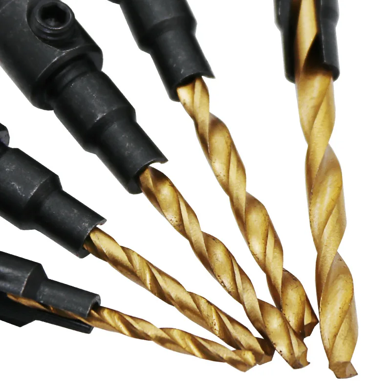 

5pcs Countersink Drill Woodworking Drill Bit Set Drilling Pilot Holes For Screw Sizes #5 #6 #8 #10 #12