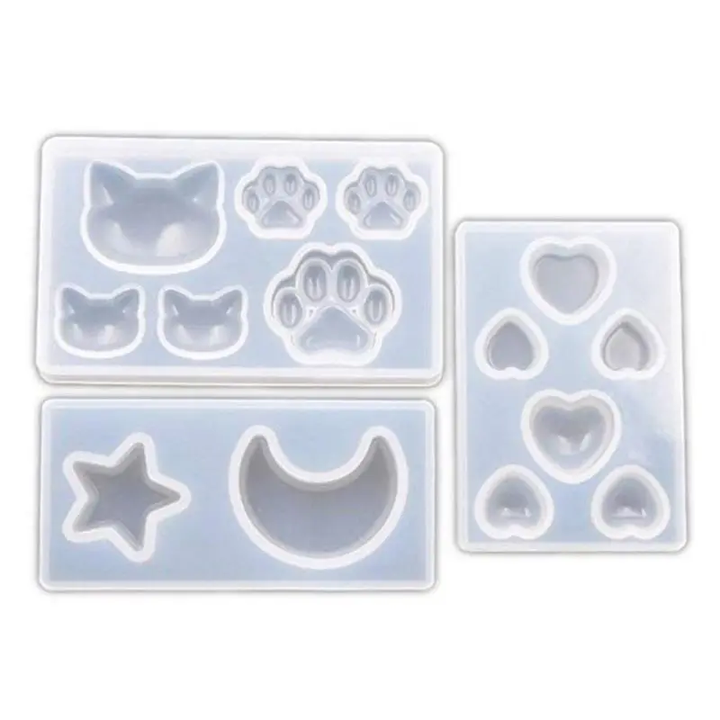 

3 Pcs Star Moon Cat Footprint Love Heart Jewelry Silicone Mold Resin Epoxy DIY Mobile Phone Decoration Jewelry Tools