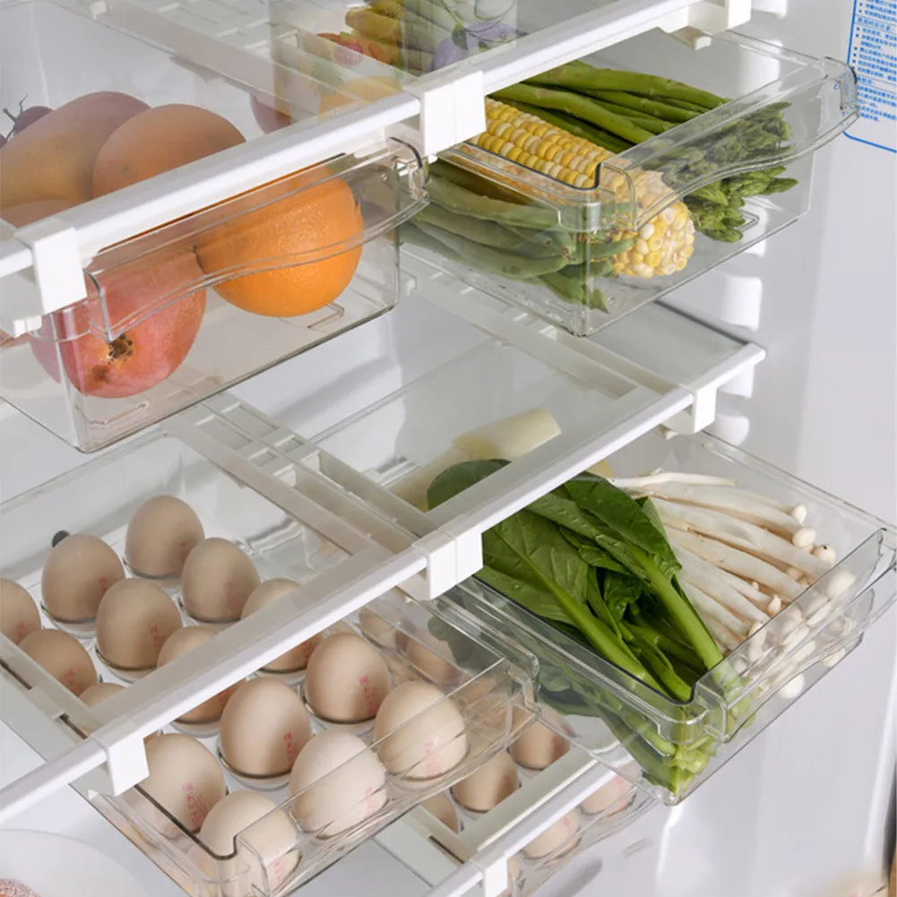 

2*Plastic Storage Containers Drawer Plastic Box Storage Egg Refrigerator Organizer Drawer Transparent Package Boxes