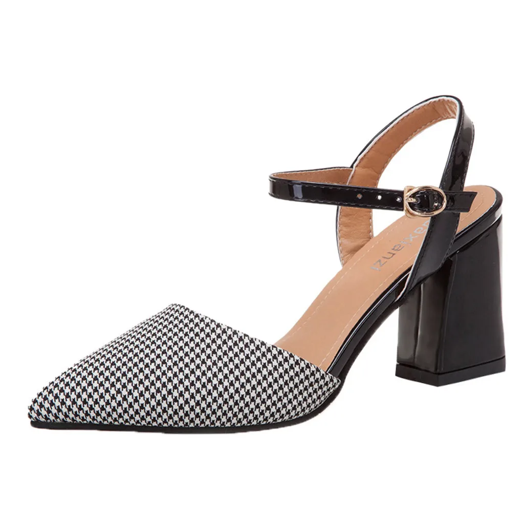 

Sandals Fashion Gingham Cloth Pointed Toe Female Sandals Buckle Summer Shoes 2019 Platform Women Sandals Drop Ship 649