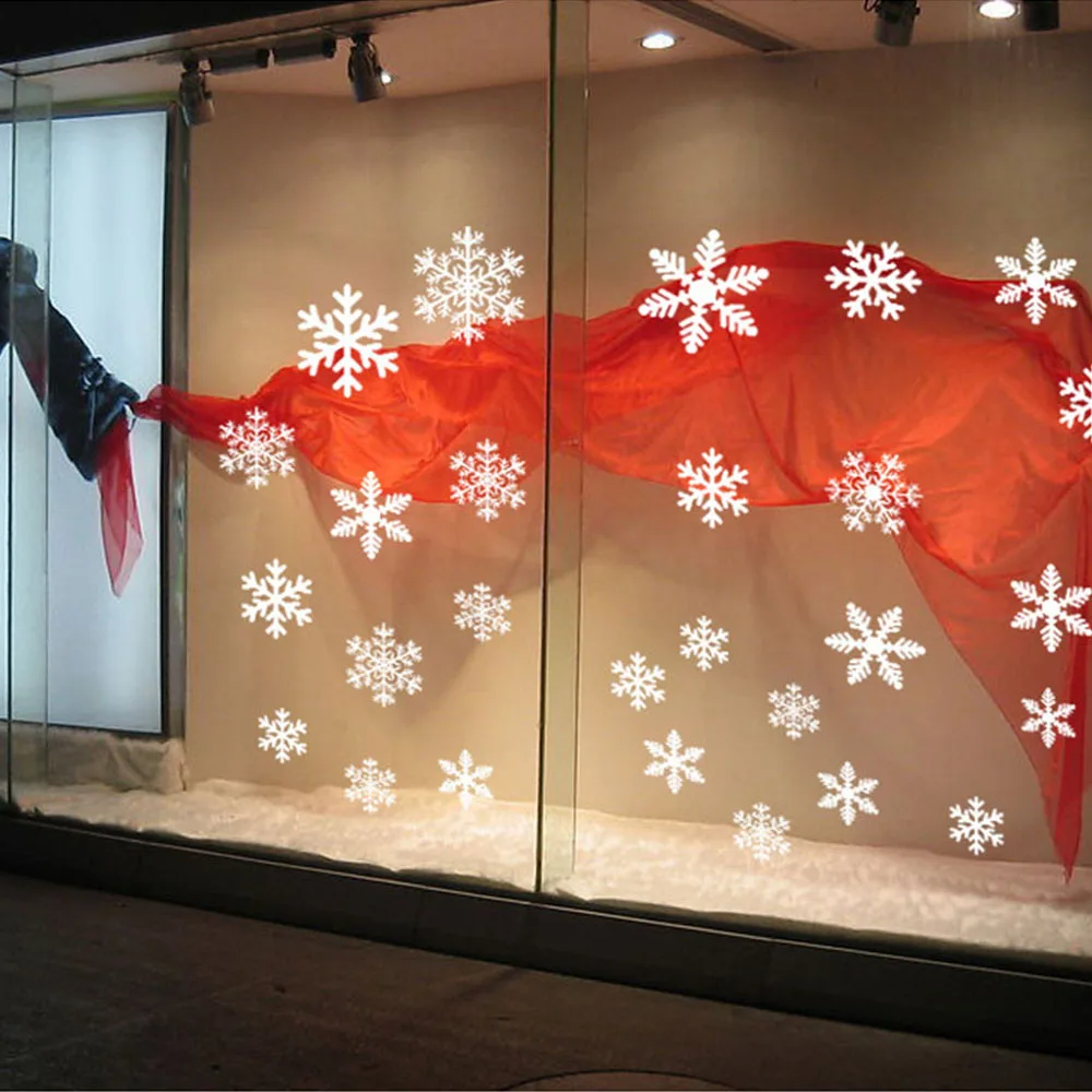 27 шт./компл. Рождественская Снежинка наклейки многоразовые детская зимняя Room