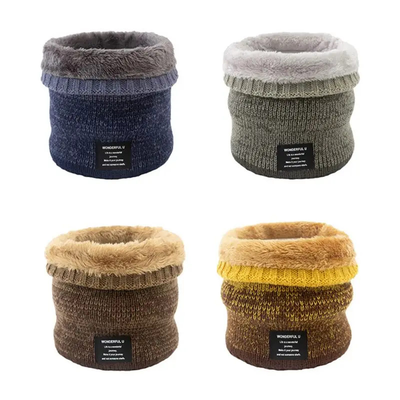 

2020 New Winter Scarf Women Men Knitted Ring Baby Scarf Thicken Velvet Collar Scarves Boys Girls Neck Scarf Cotton Unisex