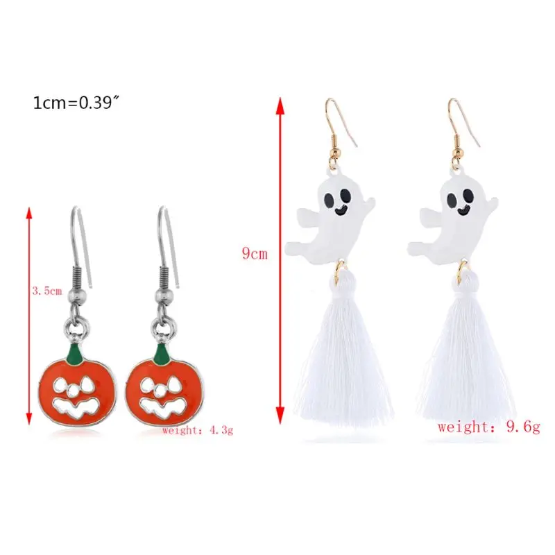 

11 Pairs Halloween Earring Horror Pumpkin Ghost Bats Dangle Hook Drop Women Girl Jewelry Gift