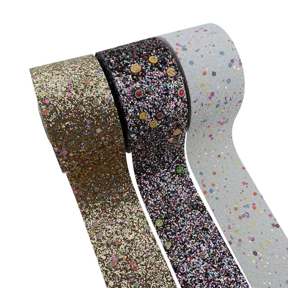 50 ярдов 75 мм массивная Блестящая лента Blingbling тканевая DIY банты для волос Материал